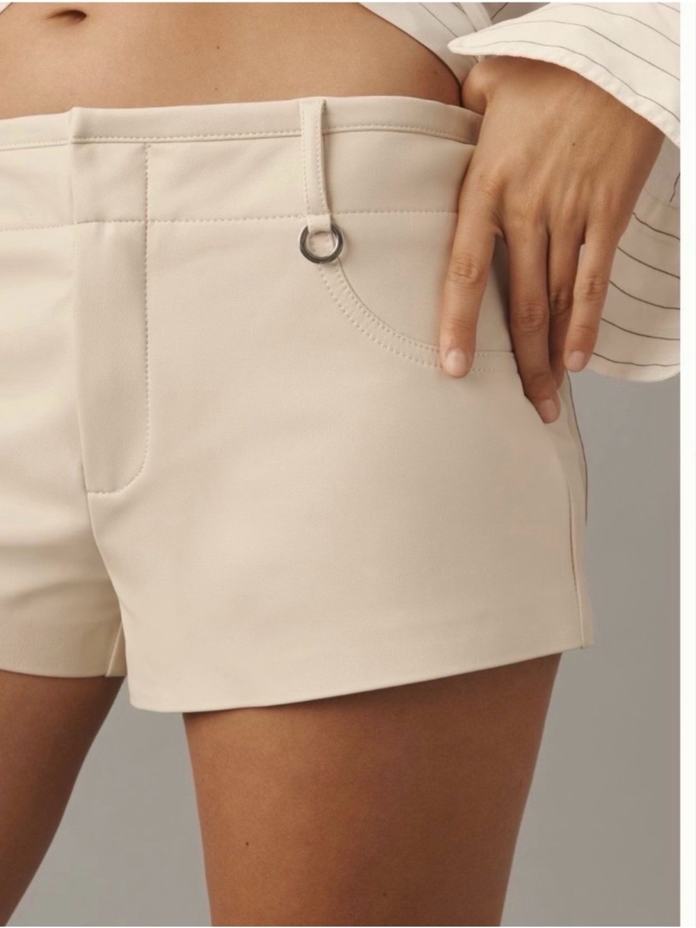 Anthropologie Beige Women's Micro/Mini Faux Leather Shorts